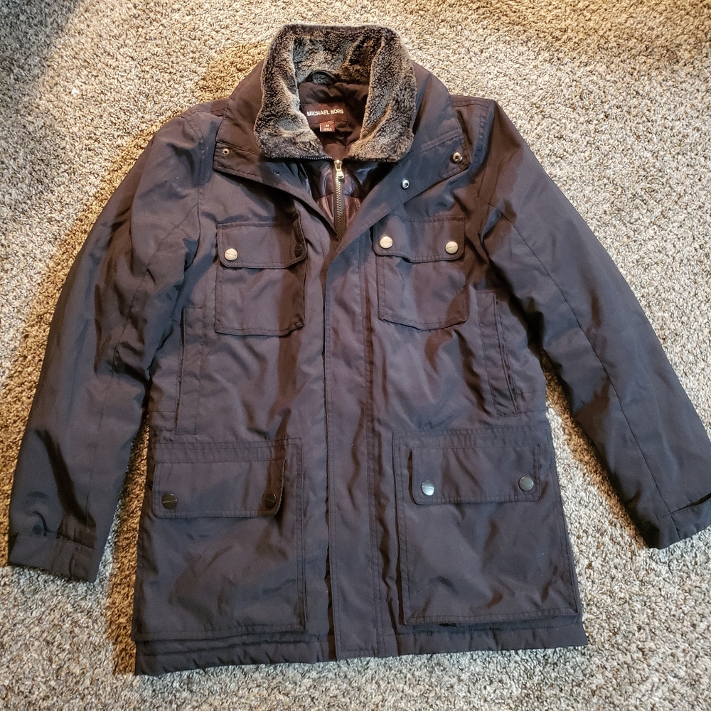 Michael Kors Black Faux Fur Collar Jacket Size M